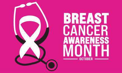 October is Breast cancer awareness month observing each year .suitable for background template landscape banner template ,card ,poster design. Editable banner with ribbon illustration.