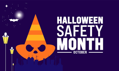 October is Halloween Safety Month. Holiday concept. Template for background, banner, card, poster with text inscription and standard color. vector illustration.