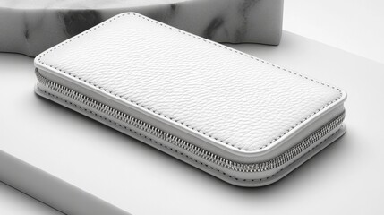 High-Resolution White Leather Wallet in Minimalist Style