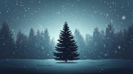 Obraz premium Lone Pine in a Wintery Forest.