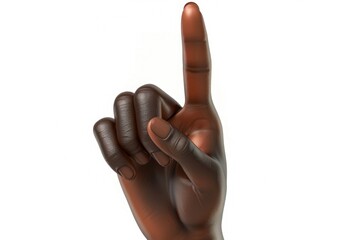 3D Cartoon Dark-Skinned Hand Pointing Upward - Symbol of Attention and Direction