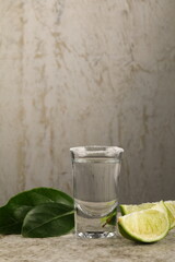 tequila shot with salty glass