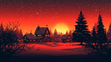 Winter Wonderland Cabin in Snowfall.