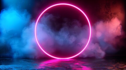 Neon-Light Abstract Cloud in the Digital Sky