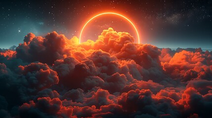 Neon-Light Abstract Cloud in the Digital Sky