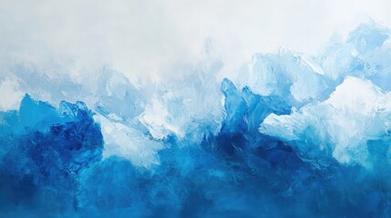 Abstract representation of a glacier with cool blues and whites, capturing the majesty and stillness of ice formations