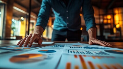 Fototapeta premium Business Professional Analyzing Financial Reports and Charts in Modern Office Setting