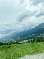 Picturesque view of the green hills of the Tatra Mountains in Poland. beautiful clouds.