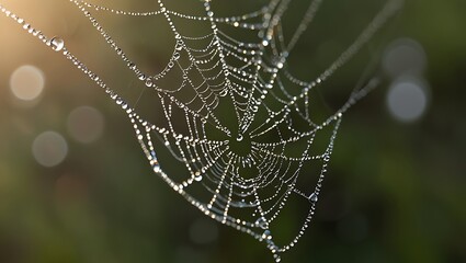 spider web with dew drops