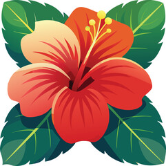 Fototapeta premium tropical hibiscus flower vector illustration 