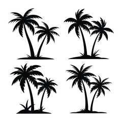 Set of different palm tree silhouette isolated on white background, stock vector illustration stock illustration © Zahid