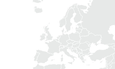 Map of Europe.for website layouts,background,education, precise,customizable,Travel worldwide,map silhouette backdrop,earth geography, political,reports. Grayscale style ,isolated on white background.