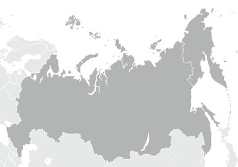 Obraz premium Political map of Russia. for website layouts,background,education, precise,customizable,Travel worldwide,map silhouette backdrop,earth geography, political,reports. Grayscale style ,isolated.