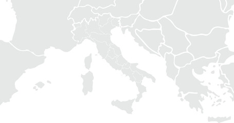Obraz premium Map of Italy. for website layouts,background,education, precise,customizable,Travel worldwide,map silhouette backdrop,earth geography, political,reports. Grayscale style ,isolated on white background.