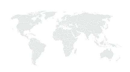 World map. for website layouts,background,education, precise,customizable,Travel worldwide,map silhouette backdrop,earth geography, political,reports. Grayscale style ,isolated on white background.