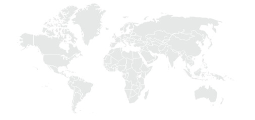 World map. for website layouts,background,education, precise,customizable,Travel worldwide,map silhouette backdrop,earth geography, political,reports. Grayscale style ,isolated on white background.