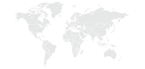 World map. for website layouts,background,education, precise,customizable,Travel worldwide,map silhouette backdrop,earth geography, political,reports. Grayscale style ,isolated on white background.