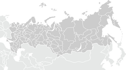 Political map of Russia. for website layouts,background,education, precise,customizable,Travel worldwide,map silhouette backdrop,earth geography, political,reports. Grayscale style ,isolated.