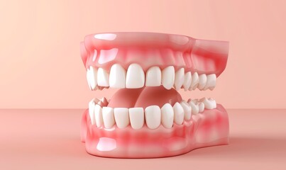 Obraz premium 3D mouth and teeth, dental medical concept, soft colors, professional 3D render