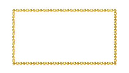 Vintage rectangular frame, gold chain, isolated. Empty copy space for paintings, mirrors or photo. Vintage simple frame. Beautiful golden style decorative border, jewel deco elegant art object. Png 