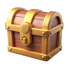 Treasure chest 3D render icon isolated on white background