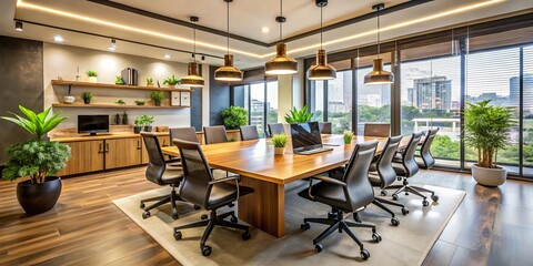 Sleek workstations complemented by comfortable seating and state-of-the-art technology create a productive environment