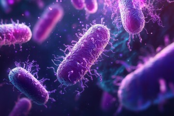 Photorealistic Microscopic Image of Bacteria and Microorganisms