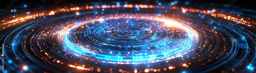 Poster a mesmerizing swirl of light and color, creating a dynamic energy field. ideal for science, technolo