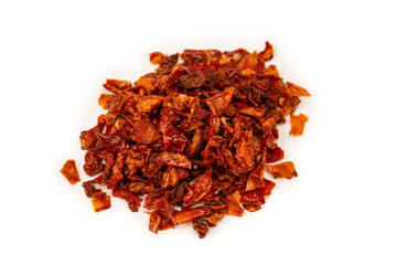 Dried tomatoes isolated on a white background.