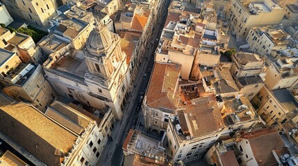 Fototapeta premium Aerial view of the Baroque architecture and winding streets of the city of Lecce, in the Puglia region