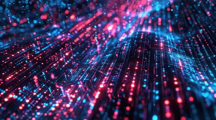 Obraz premium Flow Of Data. Abstract Binary Code Background. Big Data Visualization in Matrix Style