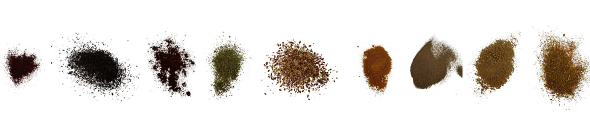 Close-up macro shot of various spices