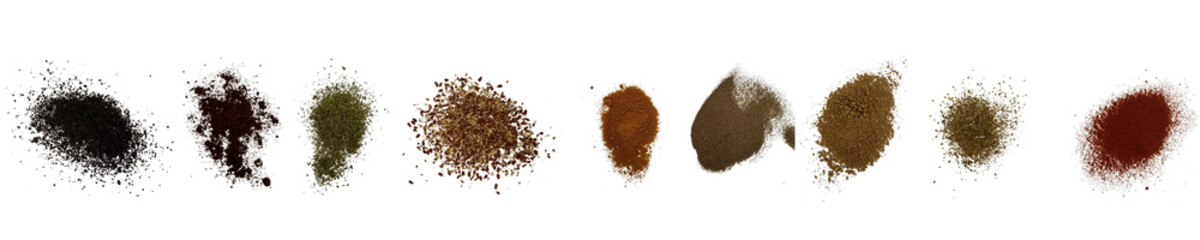 Close-up macro shot of various spices