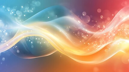 Colorful abstract wave pattern with sparkling light effects and textured background