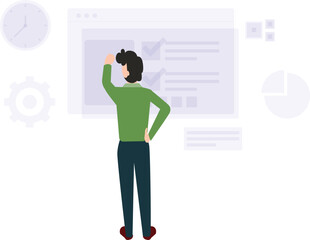 The boy is working on webpage.