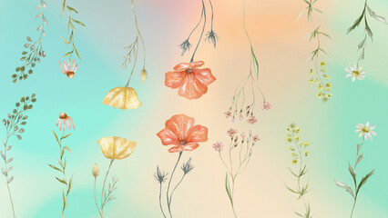 Naklejka premium Simple Watercolor Wildflowers Motivational Desktop Wallpaper - 1