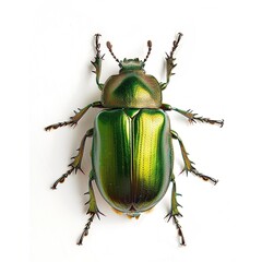 green beetle isolated on white background