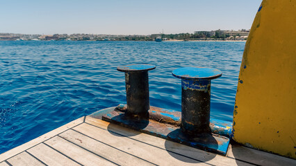 Naklejka premium landscape view from the ship to the coast of the Red Sea in Egypt