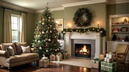  interior of living room with fireplace