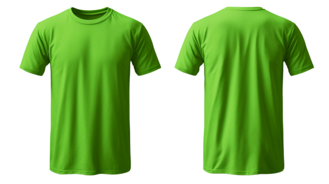 Vibrant green t-shirt displayed from front and back, perfect for casual wear, branding, and promotional purposes.