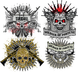 set,  gothic sign with skull, grunge vintage design t shirts