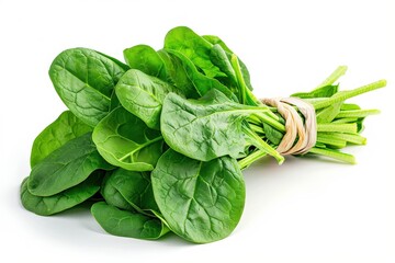 Fresh Spinach Bundle Isolated: Leafy Green Vegetable Tied in a Bunch