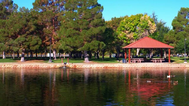Las Vegas metropark pond panorama