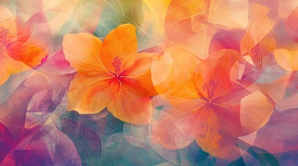 Gentle abstract patterns in spring colors, representing the renewal and vibrancy of blooming flowers and fresh foliage