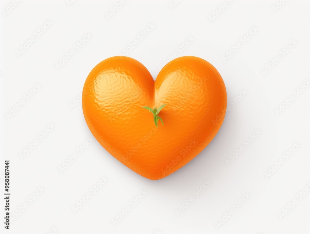 Wall mural orange heart isolated on background, flat lay, vecor illustration