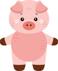 Cute and happy pig standing