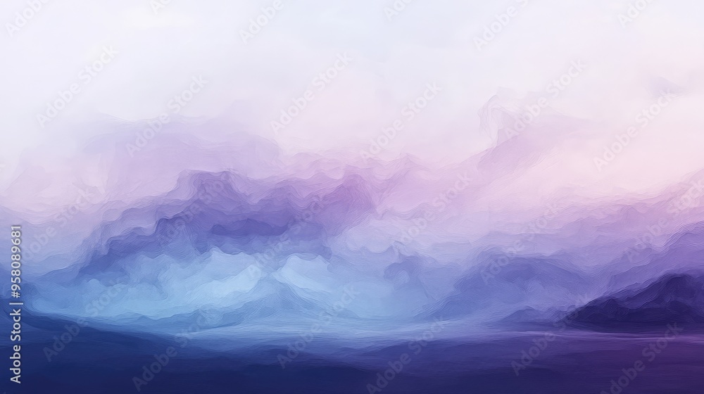 Aufkleber soft abstract patterns in muted purples and blues, capturing the calmness of a twilight sky over a s