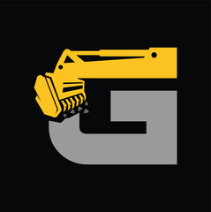 Letter G mulching logo vector , Land Clearing Mulcher vector art © Shenju