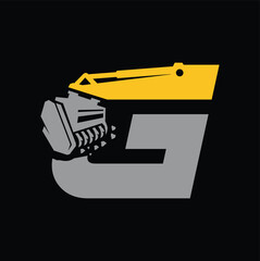 Letter G mulching logo vector , Land Clearing Mulcher vector art © Shenju