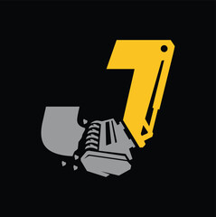 Letter J mulching logo vector , Land Clearing Mulcher vector art © Shenju